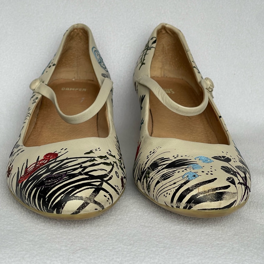 CAMPER Ladies "TWS" Twins Cream Leather Mary Jane Shoes Size 10-11 US - Picture 13 of 15